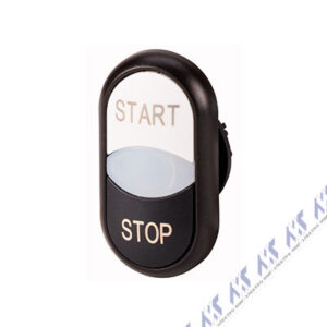 Кнопка двойная Eaton M22-DDL-WS-GB1 GB0 с сигнальной лампой с обозначением start, stop, цвет белый черный